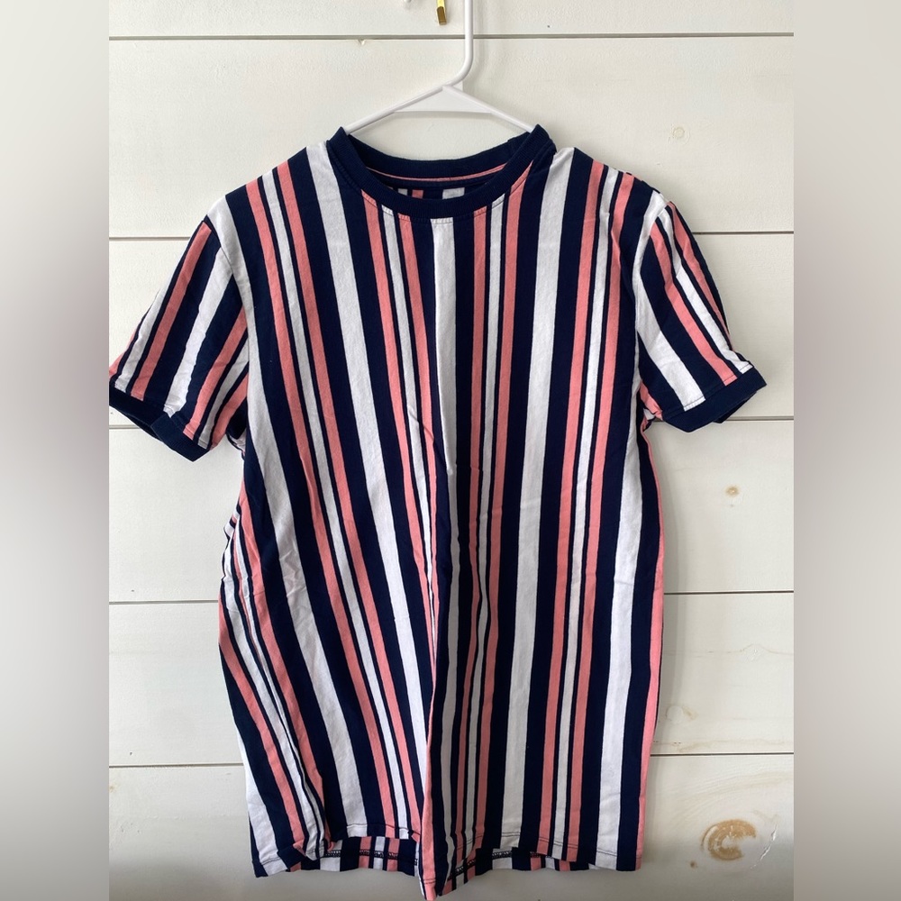 San Francisco Pink and Navy Blue Vertical striped t-shirt